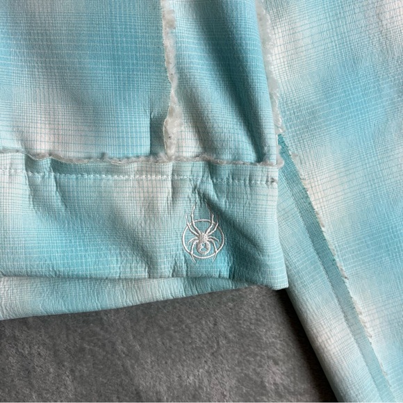 Spyder Blue Plaid Full Zip Jacket Small Hoodie Hooded Faux Fur Lining Comfy Soft - Picture 11 of 14